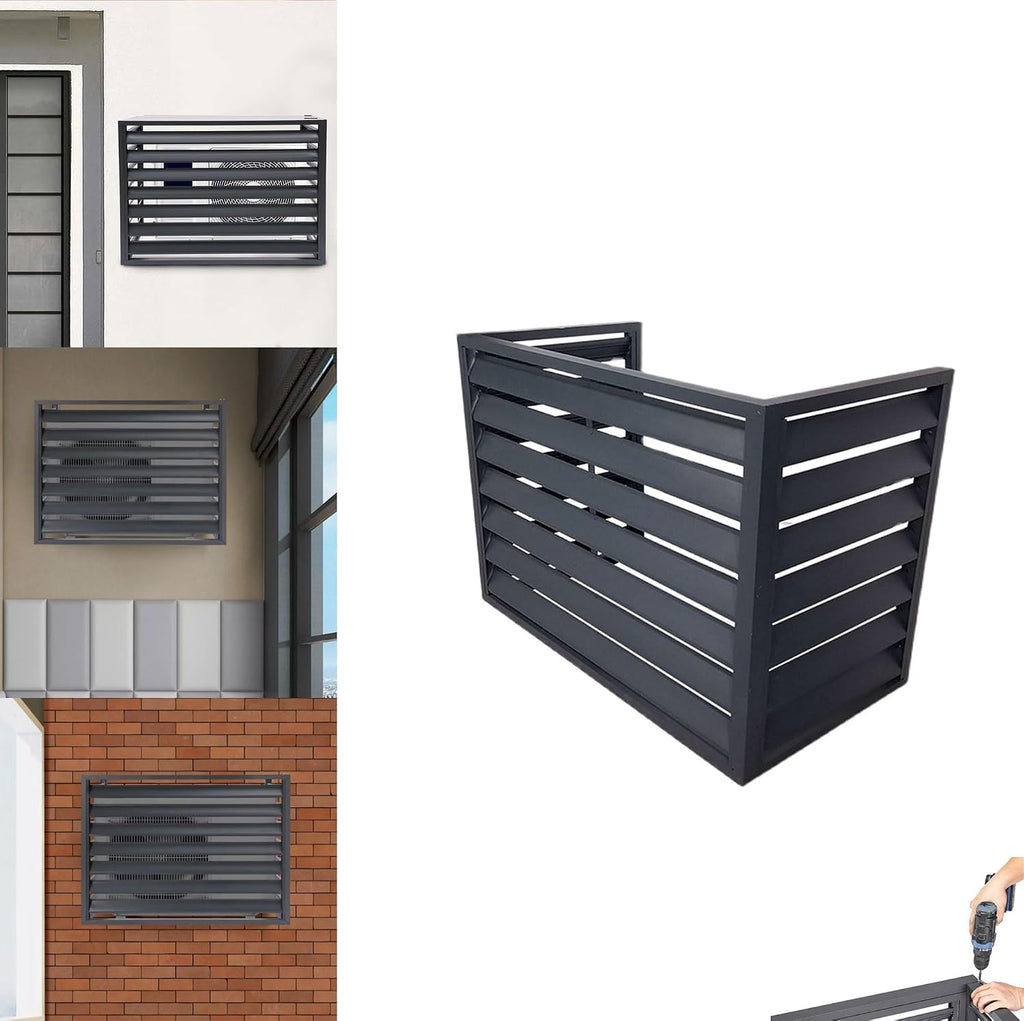  Couvercle De Pompe à Chaleur AC En Alliage D'aluminium 2-3P Avec Volets De Réduction Du Bruit Et Support à Fleurs Pour Climatiseur Extérieur - Accessoires Résistants Aux Intempéries