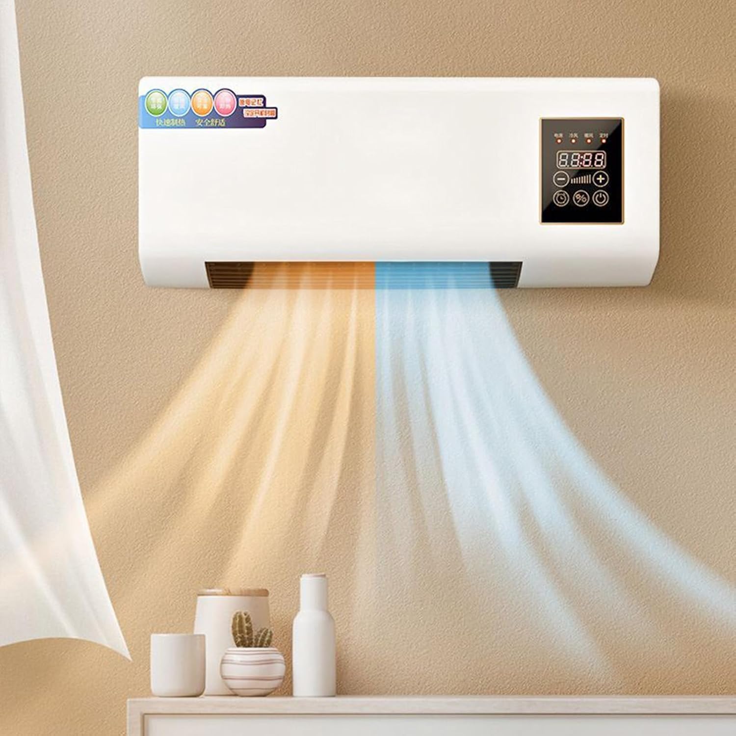  Climatiseur Mural Sans Conduit Avec Télécommande, 2000 W De Puissance De Refroidissement Et De Chauffage Pour Chambre Et Salon, Système Mini-split Silencieux Pour Bureau à Domicile