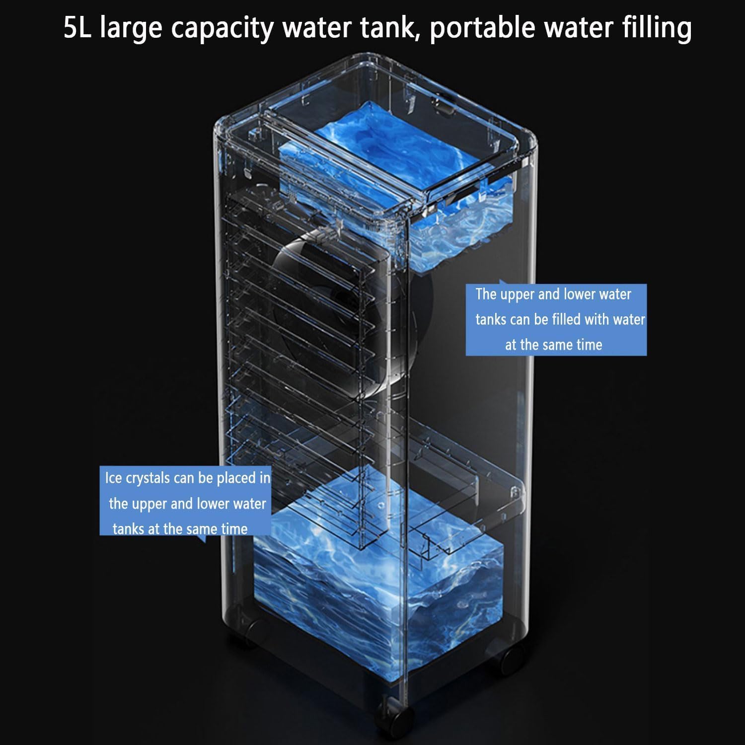 GENERIC Rafraîchisseur D'air, Climatiseur, Refroidissement Par Eau Glacée, Humidificateur, 3 Vitesses, Minuterie 12h, économe En énergie, Modèles Mécanique Et Avec Télécommande