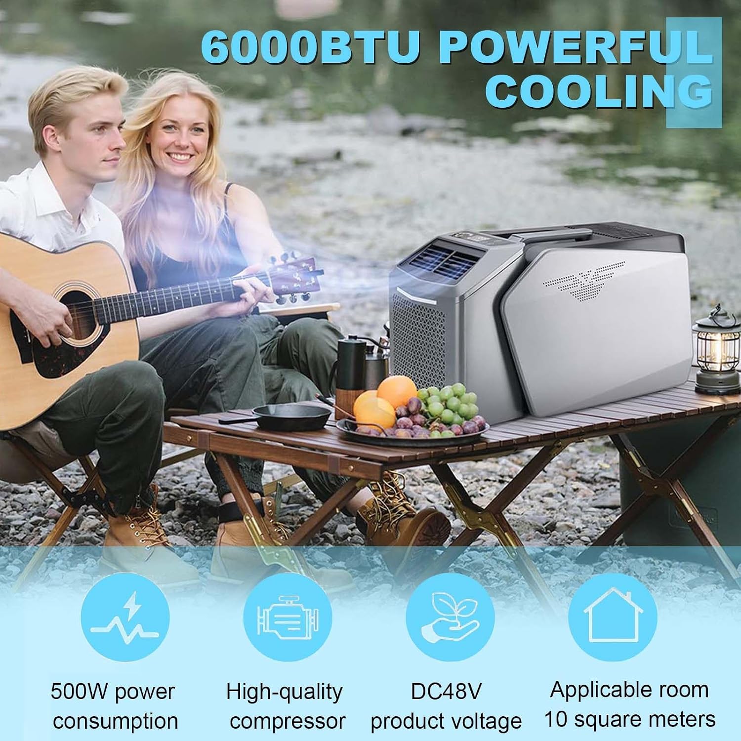  Climatiseur De Camping Sous Tente | Climatiseur Portable, 6 000 Btu, Contrôle Intelligent, Conception Split, Fonction Sans Vidange, Adapté Au Camping En Tente, Au Camping-Car Ou À La Maison