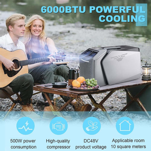  Climatiseur De Camping Sous Tente | Climatiseur Portable, 6 000 Btu, Contrôle Intelligent, Conception Split, Fonction Sans Vidange, Adapté Au Camping En Tente, Au Camping-Car Ou À La Maison