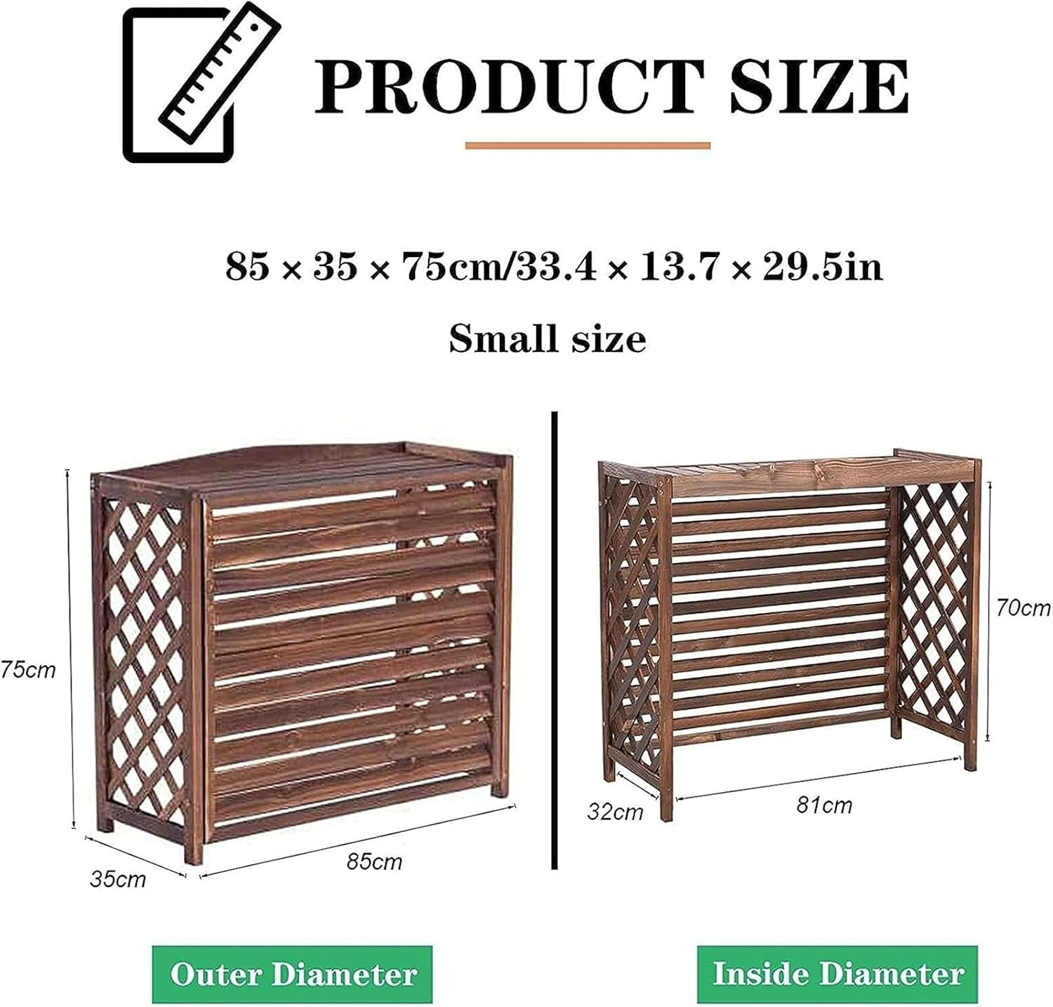 GENERIC Housse De Climatiseur D'extérieur En Bois Et Support De Présentation Pour Plantes, Protection De Climatisation Et étagère De Rangement Pour Décoration De Jardin, Terrasse Et Balcon.