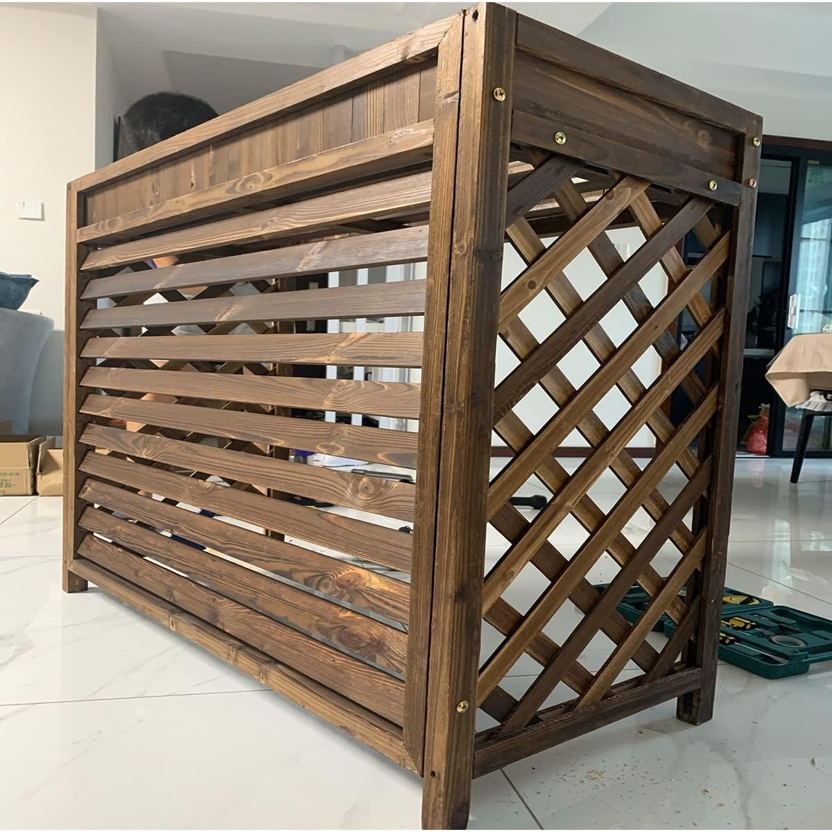  Housse De Climatisation Extérieure En Bois, Clôture De Climatiseur, Support De Fleurs, étagère De Rangement Pour Plantes Pour Condenseur Extérieur, Grilles De Protection