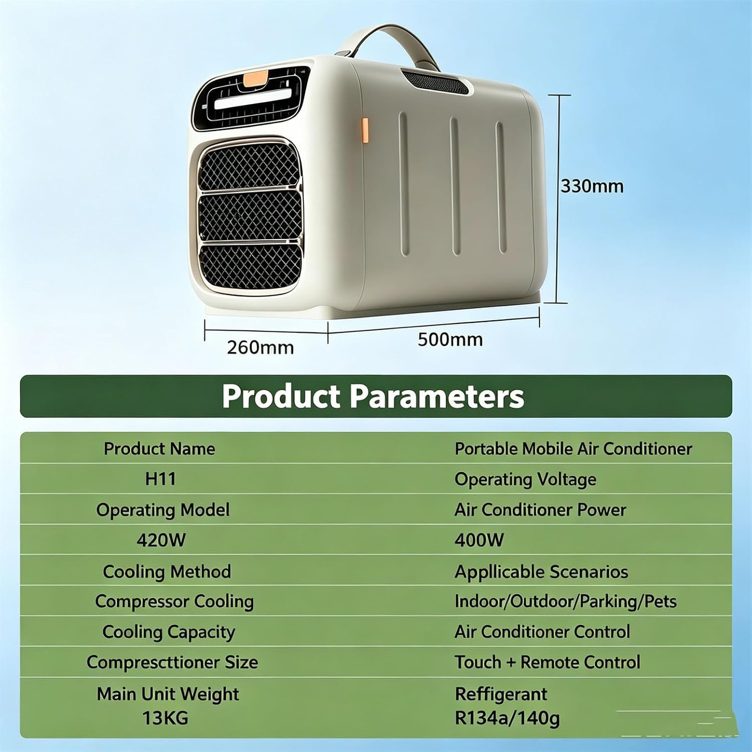  Climatiseur Pour Fourgonnette, Climatiseur Extérieur à Refroidissement Rapide, 16-32 °C, 3 Vitesses De Ventilation, Autonomie 24 H, Pour Caravane, Camping-Car 49 × 33 × 26 Cm 220V-cold