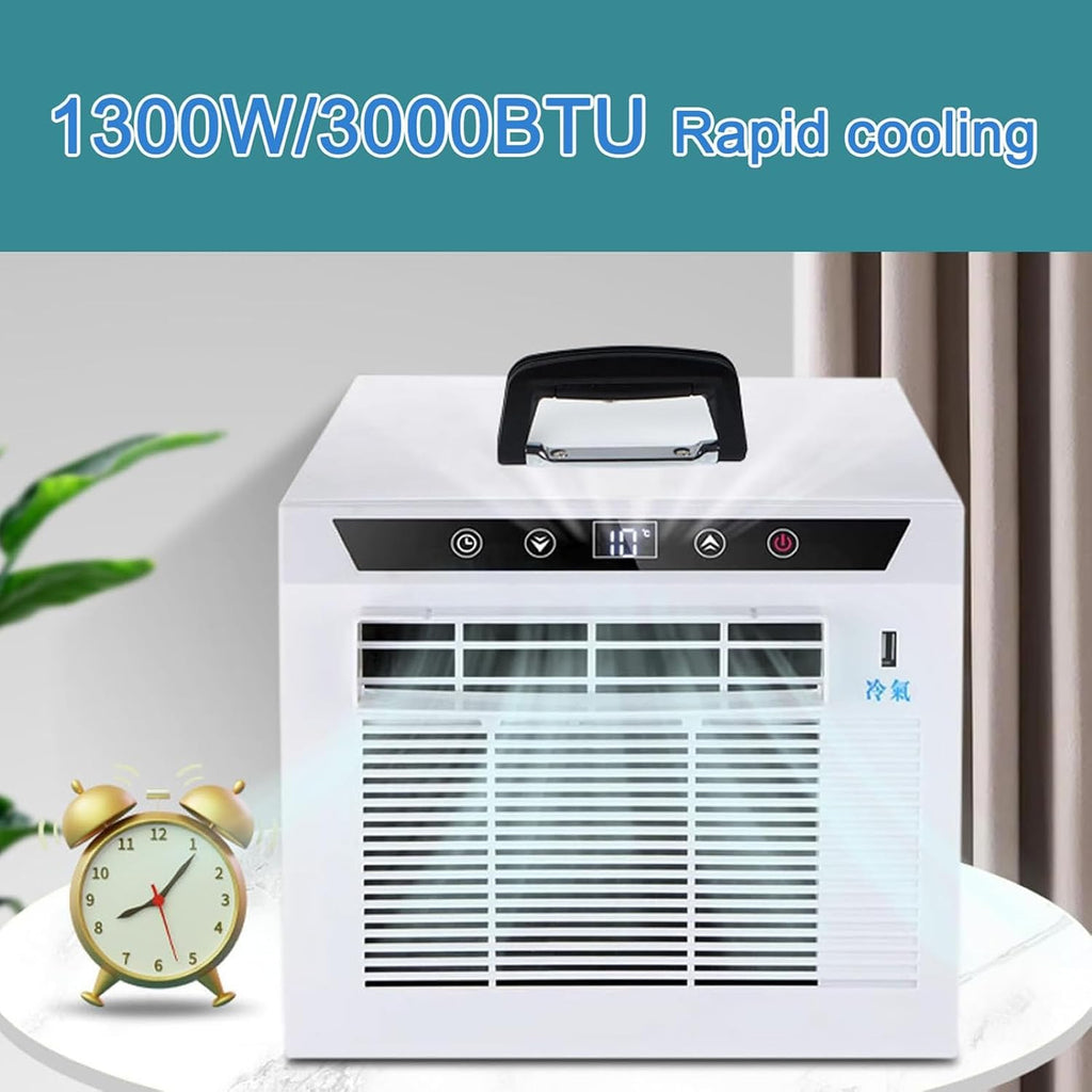 GENERIC Climatiseur Portable Split 3000 Btu, Unité AC Portable 4-en-1 Avec Télécommande, Minuterie 12H, Débit D'air 130M³/h, Sans Installation Requise Pour Tente, Camping-car, Maison Et Bureau 1 Meter Pipe