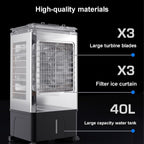 GENERIC Refroidisseur D'air Portable 40L Avec Ventilateur à Air évaporatif à Distance à 3 Vitesses Pour Chambre De 300 Pieds Carrés, Garage, Extérieur.Humidifiant Silencieux Avec Cristaux De Glace Et Roues, U