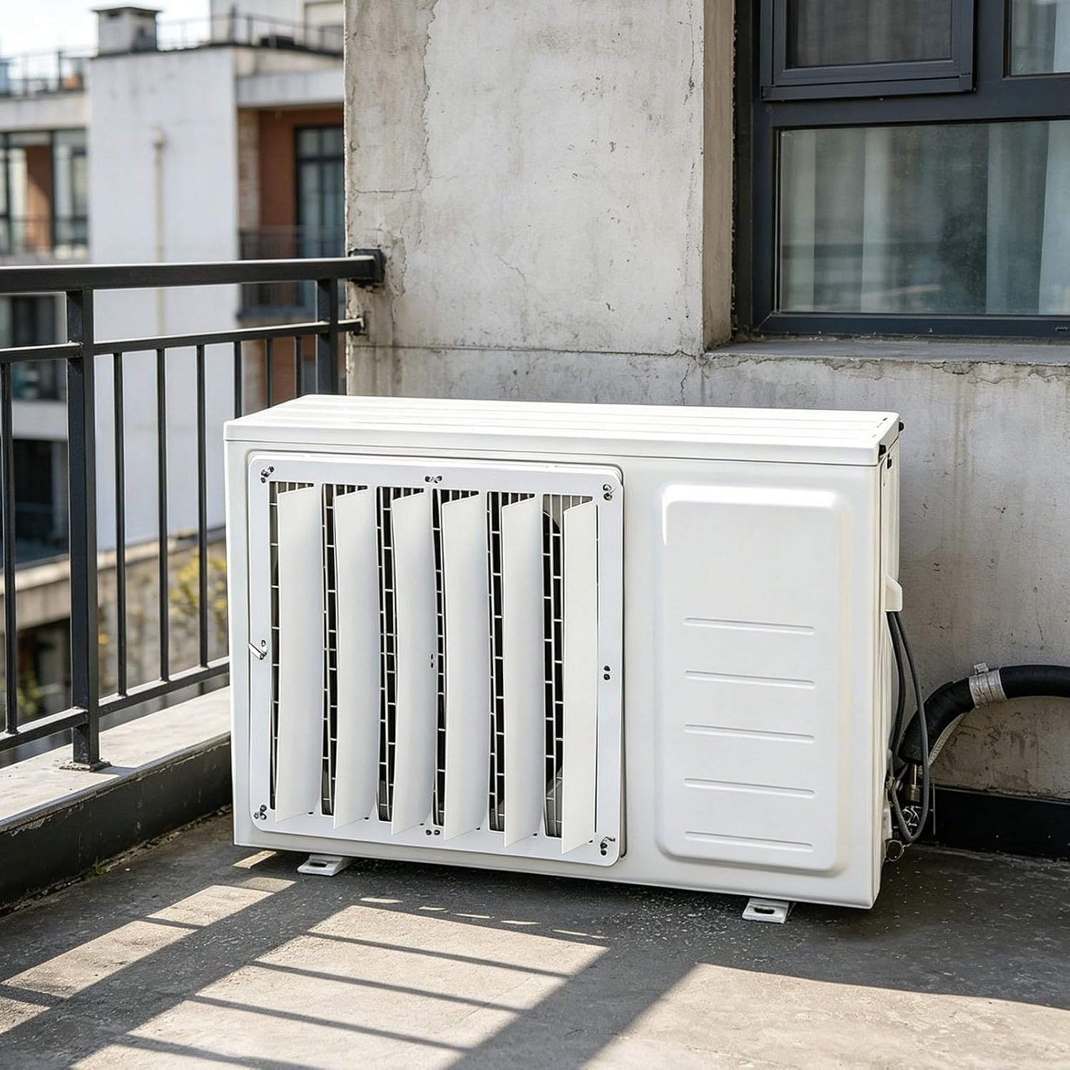  Couverture Extérieure D'Unité à C. A, Grilles De Déflecteur D'air De Couvercle De Guide De Déflecteur D'acier Inoxydable, Bouclier Anti-Soufflage Direct Vent De Persienne De Ventilation De Climatiseur