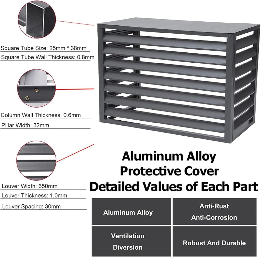 GENERIC Clôture D'intimité Pour Climatiseur Extérieur – Grilles De Protection En Aluminium Pour Climatisation Et Climatisation Résistantes Aux Intempéries