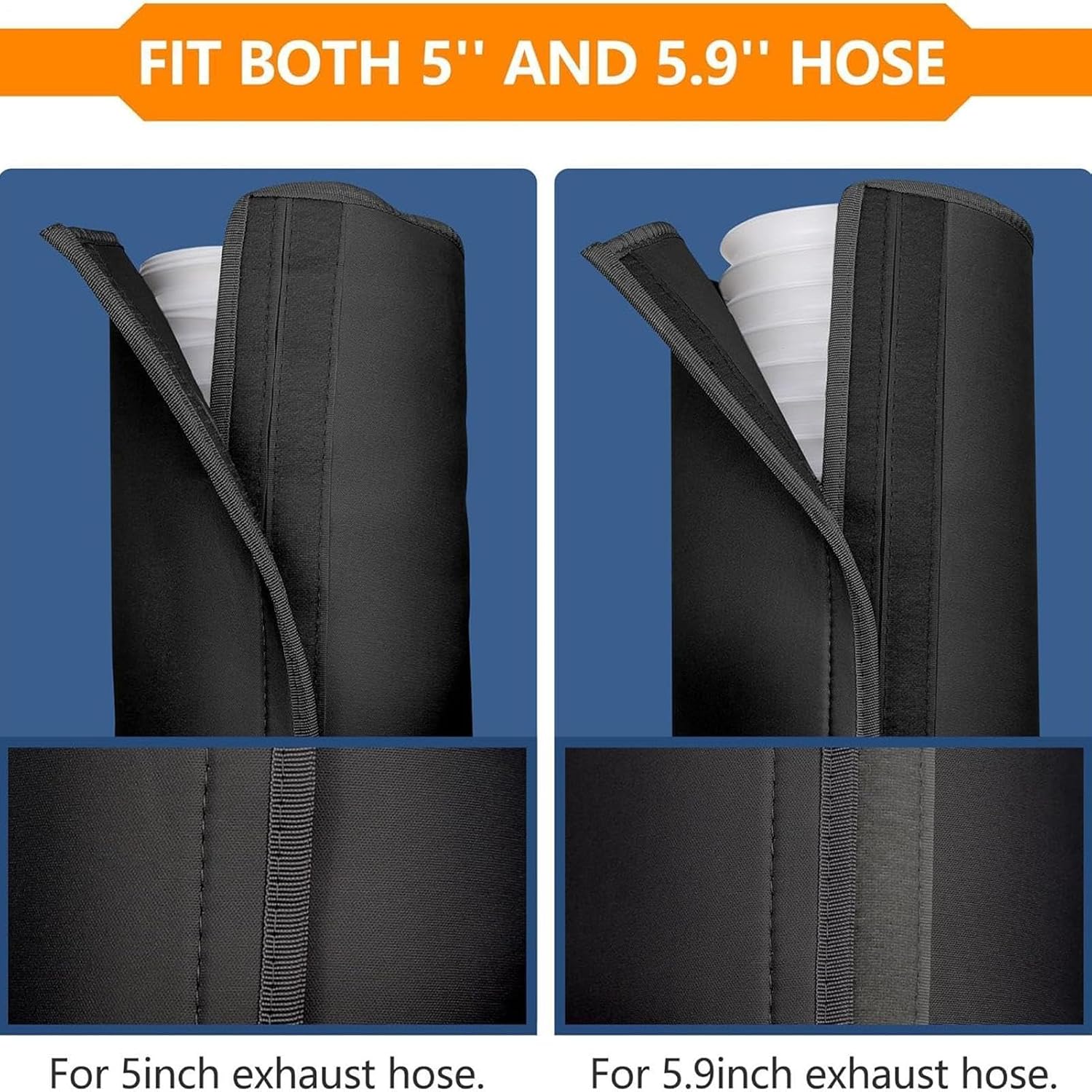  Housse Isolante Pour Tuyau Climatiseur Portable 150cm | Isolation Tuyau Échappement AC Avec 3 Sangles Réglables, Convient Pour Tuyaus D'échappement5 À 5,9 Pouces De Diamètre