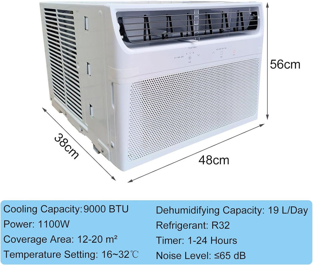 GENERIC Climatiseur De Fenêtre 9000 BTU - Télécommande - Thermostat Réglable - Refroidissement Jusqu'à 20 M² - Minuterie 24 Heures - Affichage Numérique - Fonctionnement Silencieux