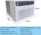 GENERIC Climatiseur De Fenêtre 9000 BTU - Télécommande - Thermostat Réglable - Refroidissement Jusqu'à 20 M² - Minuterie 24 Heures - Affichage Numérique - Fonctionnement Silencieux