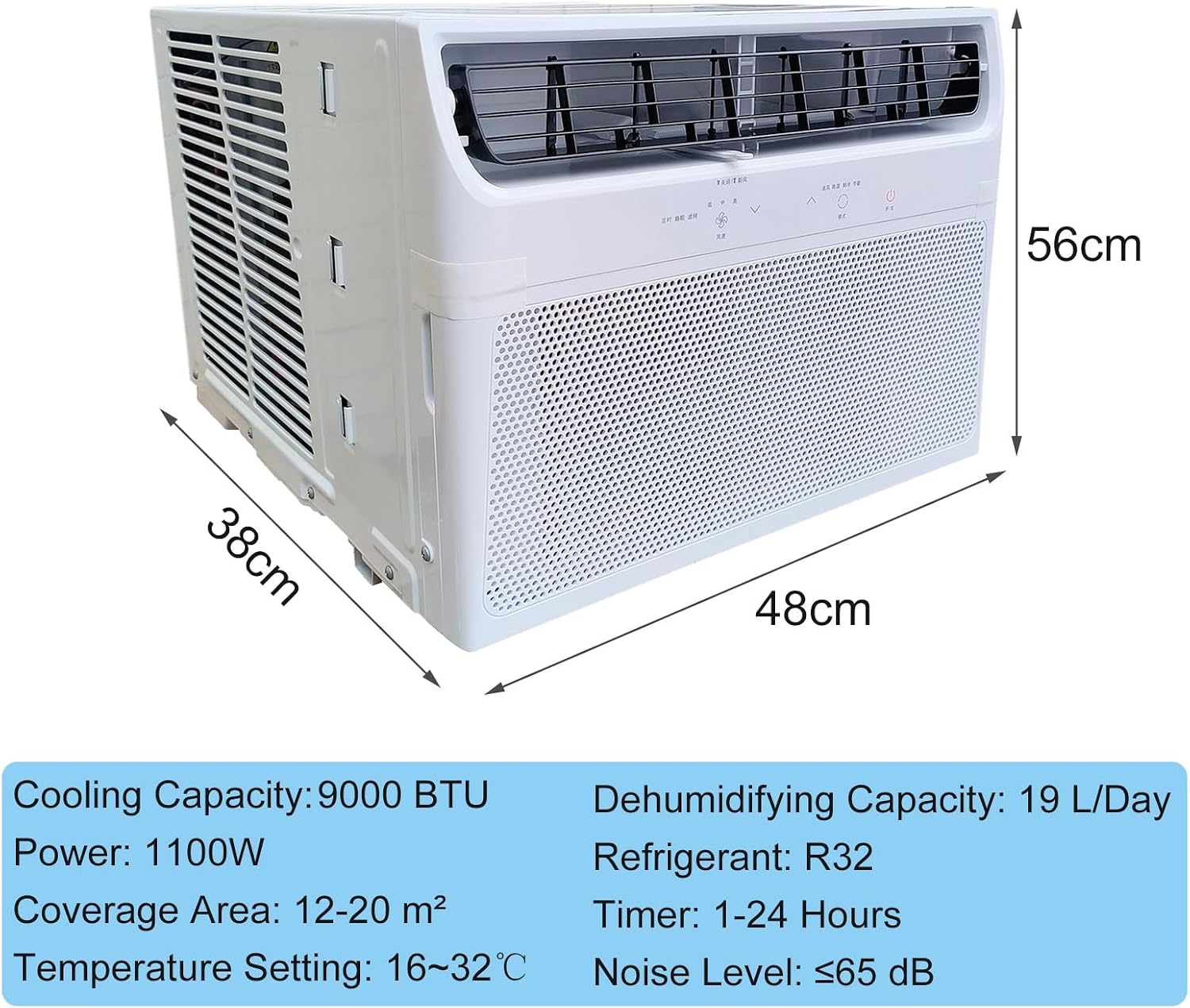 GENERIC Climatiseur De Fenêtre 9000 BTU - Télécommande - Thermostat Réglable - Refroidissement Jusqu'à 20 M² - Minuterie 24 Heures - Affichage Numérique - Fonctionnement Silencieux