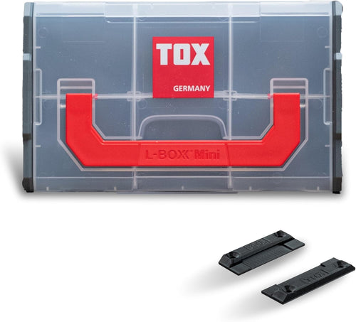 Boîte De Rangement TOX L-BOXX Mini Pour Vis Et Chevilles, Personnalisable + Pince De Fixation L-BOXX Fix Clip (2 Pièces Dans Le Sachet) Pour Une Fixation Sûre Sur Un établi, Un Mur, Etc., 094909143
