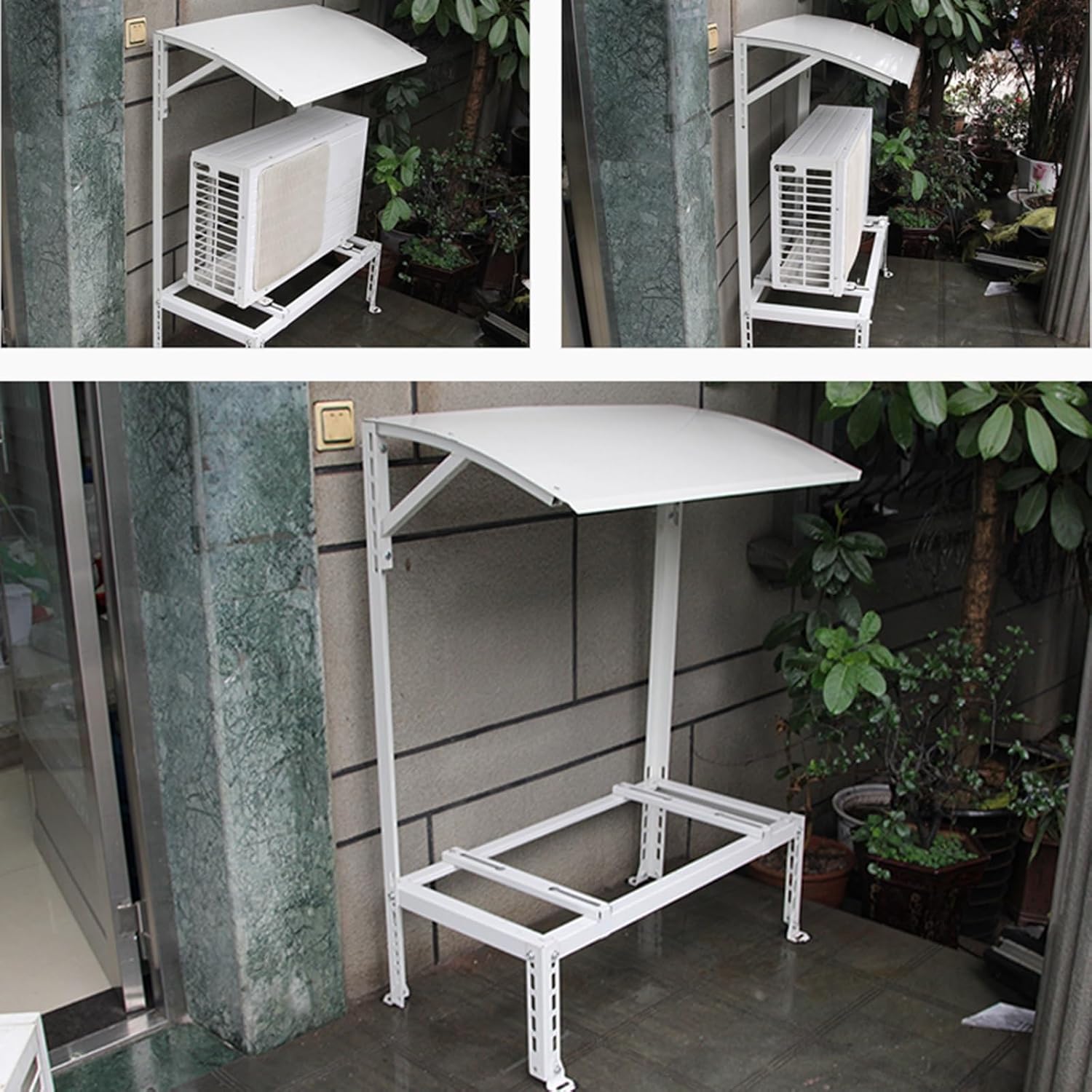  Support Climatiseur Exterieur Avec Auvent, Support De Montage Pour Climatiseur, Capacité De Charge Jusqu'à 200 Kg, Pour Clim Split Et Pompes à Chaleur