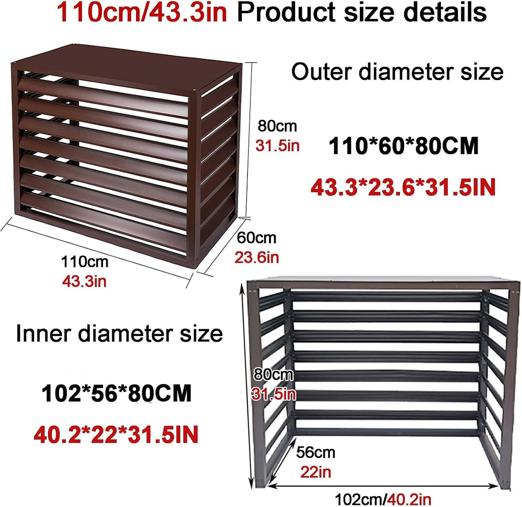  Housse De Protection Pour Climatiseur Extérieur, Protection De Pompe à Chaleur En Aluminium, Housse Résistante Aux Intempéries, Gris Et Blanc, Taille : 110X, Parfaite Pour Une Utilisation Toute