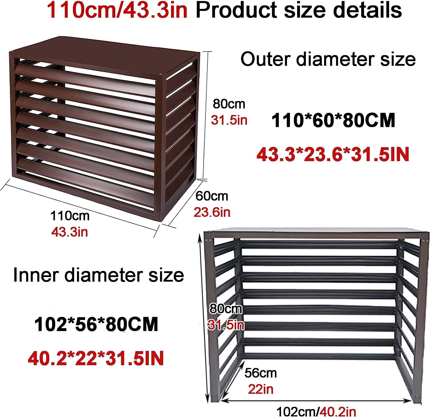  Housse De Protection Pour Climatiseur Extérieur, Protection De Pompe à Chaleur En Aluminium, Housse Résistante Aux Intempéries, Gris Et Blanc, Taille : 110X, Parfaite Pour Une Utilisation Toute