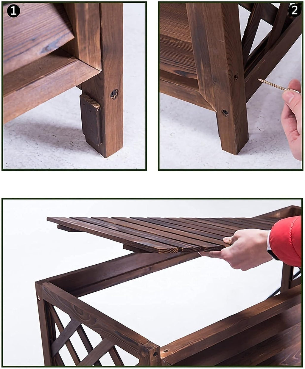  Housse Climatiseur Extérieur Couverture,Couvercle De Climatiseur En Bois Cadre De Support De Climatisation Extérieur Couvercle De Radiateur, Couvercle De Climatiseur Rustique Support De Plante En