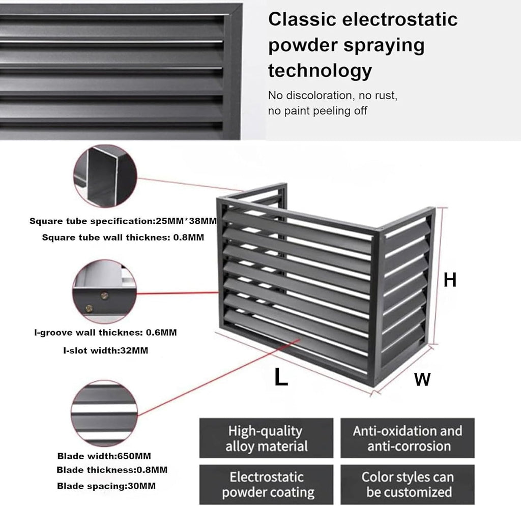  Couvercle De Pompe à Chaleur AC En Alliage D'aluminium 2-3P Avec Volets De Réduction Du Bruit Et Support à Fleurs Pour Climatiseur Extérieur - Accessoires Résistants Aux Intempéries
