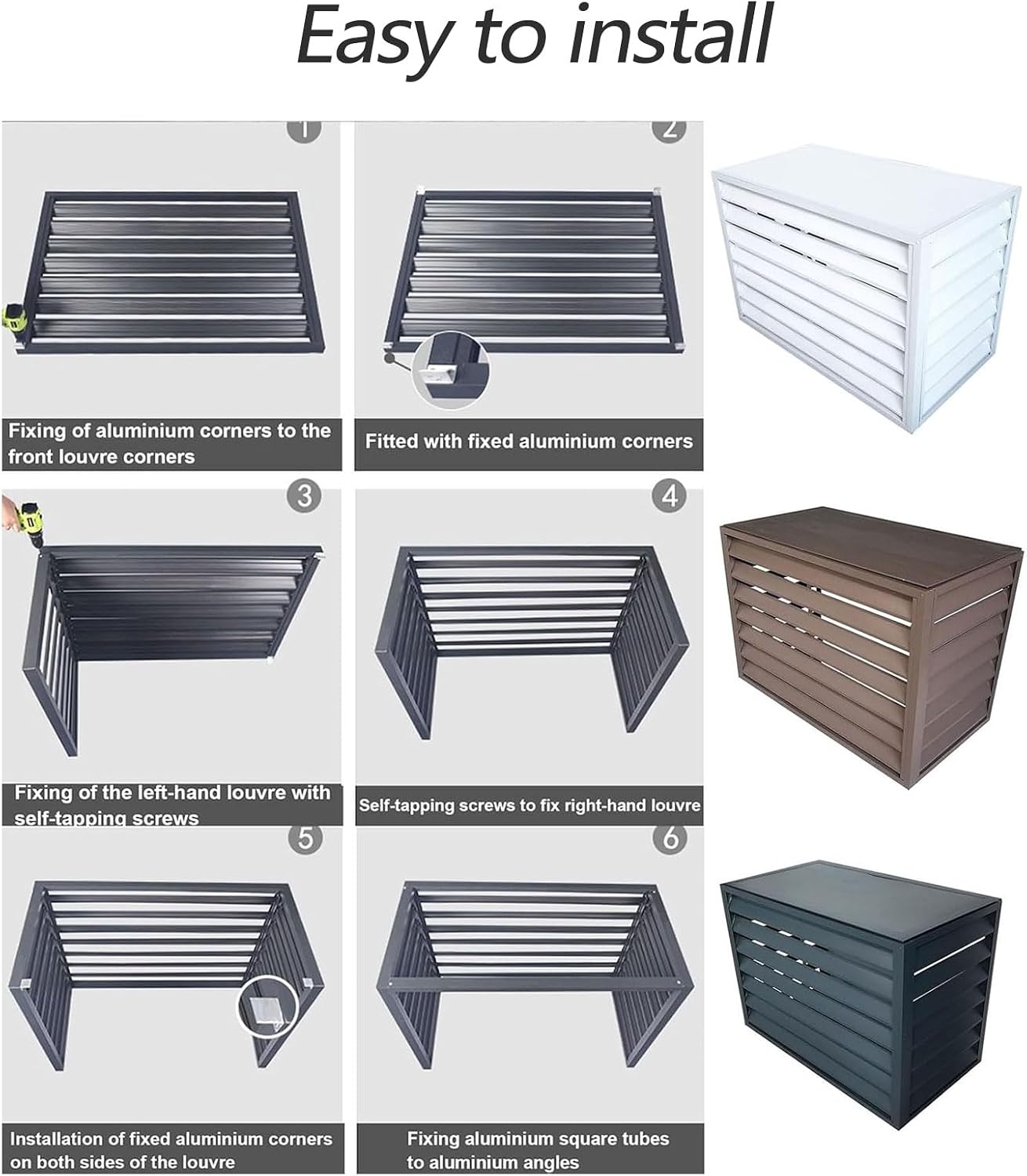 GENERIC Housse De Protection En Aluminium Pour Climatiseur D'extérieur – Couvercle De Protection Pour Condensateur, étagère De Rangement Et Présentoir Pour Plantes, Outils De Jardin, Clôture D'intimité Pour