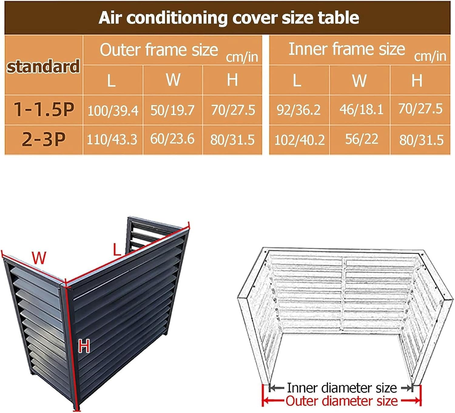  Housse De Protection Pour Climatiseur Extérieur En Aluminium - Protection Contre Les Intempéries Pour Climatisation Et Pompe à Chaleur - Idéale Pour Les Unités Extérieures (couleur)