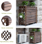  Housse En Bois Massif Pour Climatiseur Avec Support De Fleurs Et Poubelle, Garde-corps En Bois Et Grille De Protection Contre La Chaleur MP, Cadre De Volet Inclus (110 X 50 X 85 Cm)