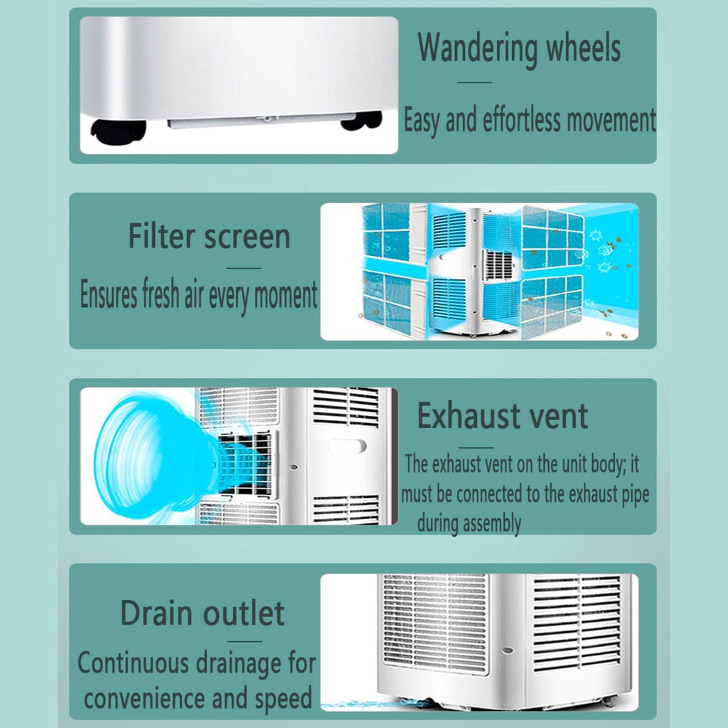 GENERIC Climatiseur Portable Refroidit Jusqu'à 30 M², Unité AC Intelligente Avec Télécommande, Refroidissement Silencieux Avec Modes De Veille Et Ventilateur Frais Et Sec, Kit De Fenêtre Minuterie 24 Heures
