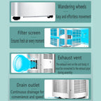 GENERIC Climatiseur Portable Refroidit Jusqu'à 30 M², Unité AC Intelligente Avec Télécommande, Refroidissement Silencieux Avec Modes De Veille Et Ventilateur Frais Et Sec, Kit De Fenêtre Minuterie 24 Heures