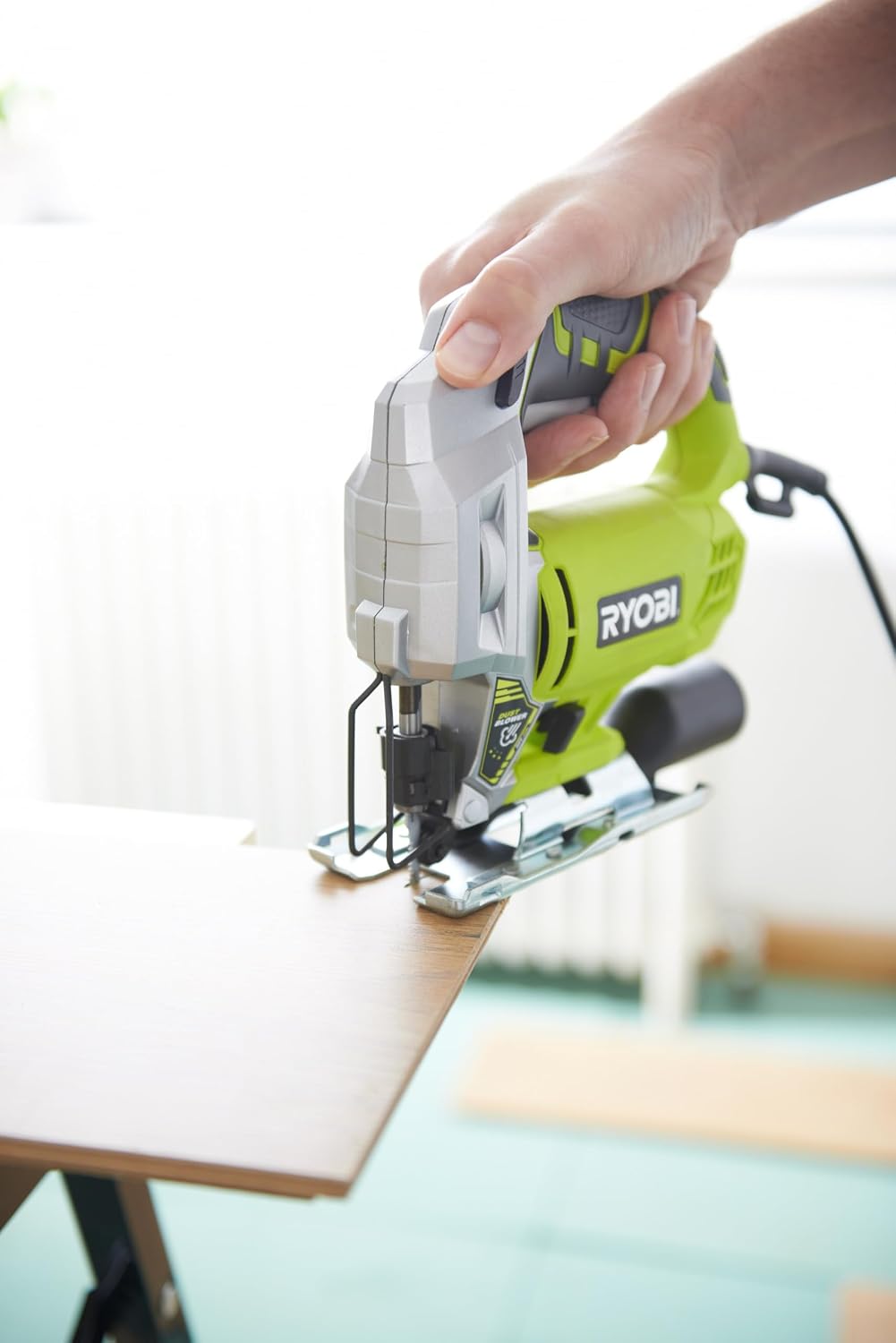  RYOBI - Scie Sauteuse 500W RJS750-G – Mouvement Pendulaire, Soufflerie Active, Changement Lame Sans Outil – Découpe Bois Et Métaux