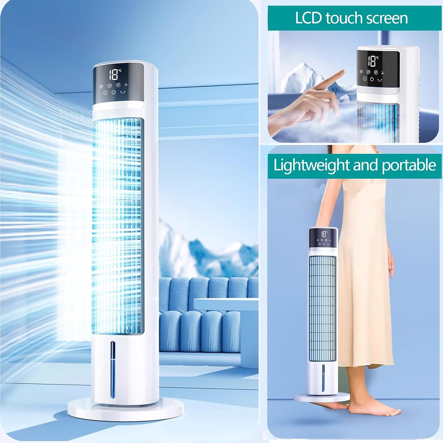 GENERIC Climatiseur Portable Pour Chambre, Fonctionnement Silencieux à 3 Vitesses, Idéal Pour Les Chambres à Coucher, Garage, Patio Avec Réservoir D'eau, Refroidissement Efficace énergétique, 5000 BTU