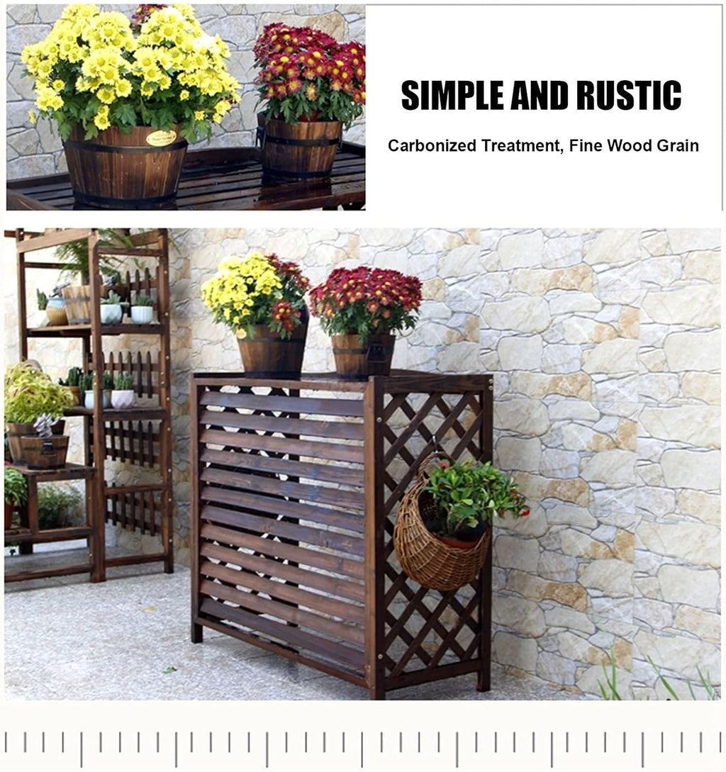  Support De Fleurs Pour Balcon, Grille De Protection Pour Climatiseur Et Pompe à Chaleur, Housse De Climatiseur En Bois, Clôture De Climatiseur, écran De Confidentialité