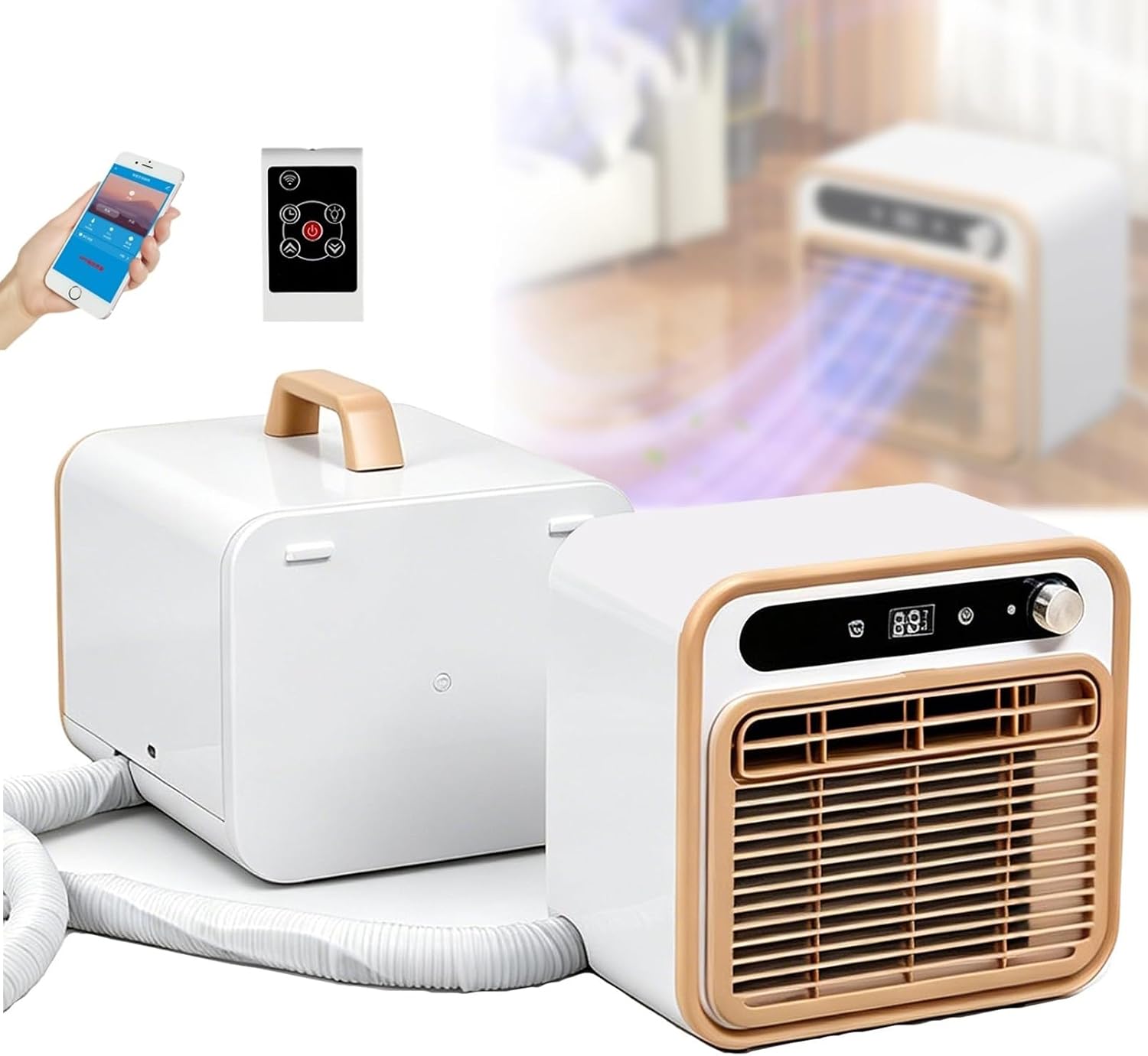 GENERIC Climatiseur Portable Split, 1500W 130m³/h Refroidissement Silencieux Avec Tuyau De Connexion De 2m – Minuterie 12h, Contrôle À Distance/Application WiFi, Léger Pour Tente De Camping, Camion, Camping