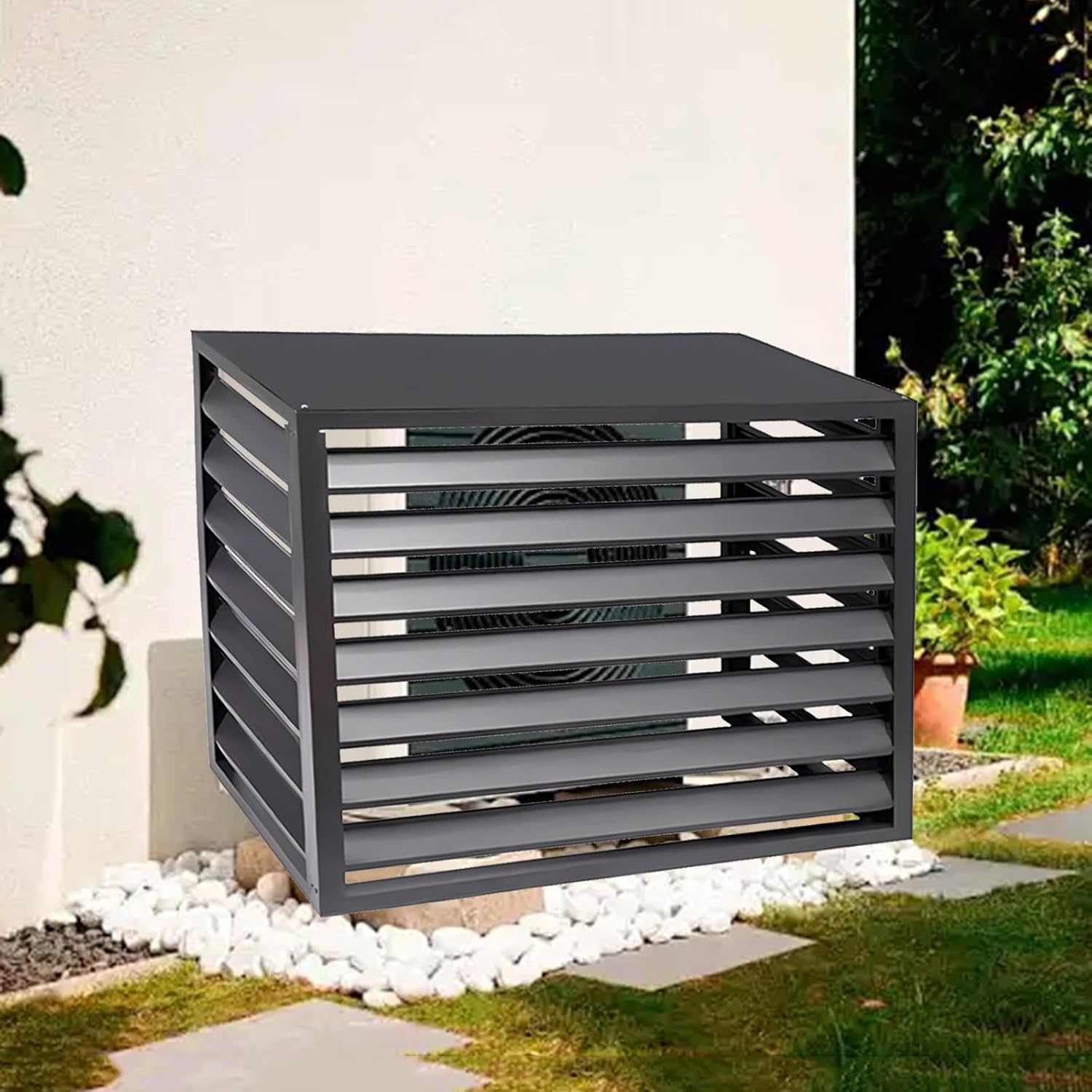GENERIC Housse De Protection En Alliage D'aluminium Pour Climatiseur Extérieur Résistant Aux Intempéries - 100 X 50 X 70 Cm - Noir