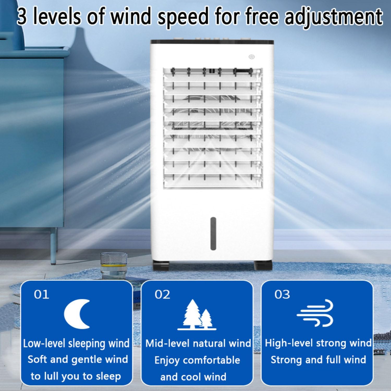 GENERIC Climatiseur Portable 3 En 1 Sans Fenêtre Avec Grand Réservoir D'eau, 4 Blocs Réfrigérants, Minuterie 12 H, 3 Vitesses, Ventilateur Sans Conduit D'évacuation Pour La Maison Et Le Bureau.