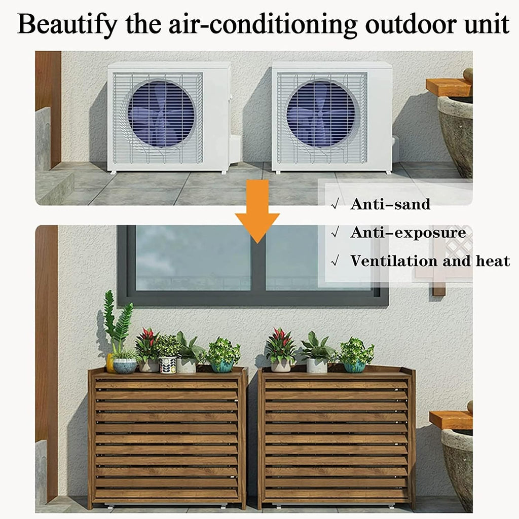 GENERIC Housse De Protection Pour Climatiseur Extérieur En Bois Massif - Clôture D'intimité Pour Fenêtre - Décoration De Jardin Pour Une Esthétique Extérieure Améliorée