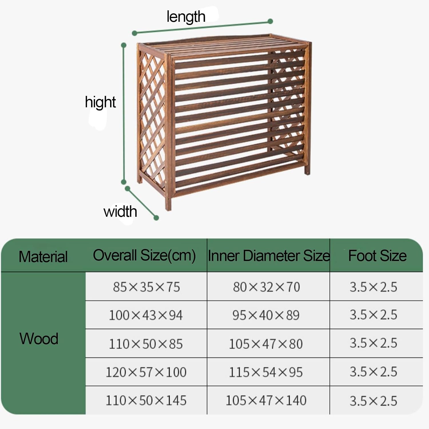 GENERIC Housse En Bois Pour Climatiseur D'extérieur Et étagère Pour Plantes, Coupe-vent, Protection Contre Le Soleil Pour Unité De Climatisation Et Décoration De Jardin, Accessoire Polyvalent Pour La Maison