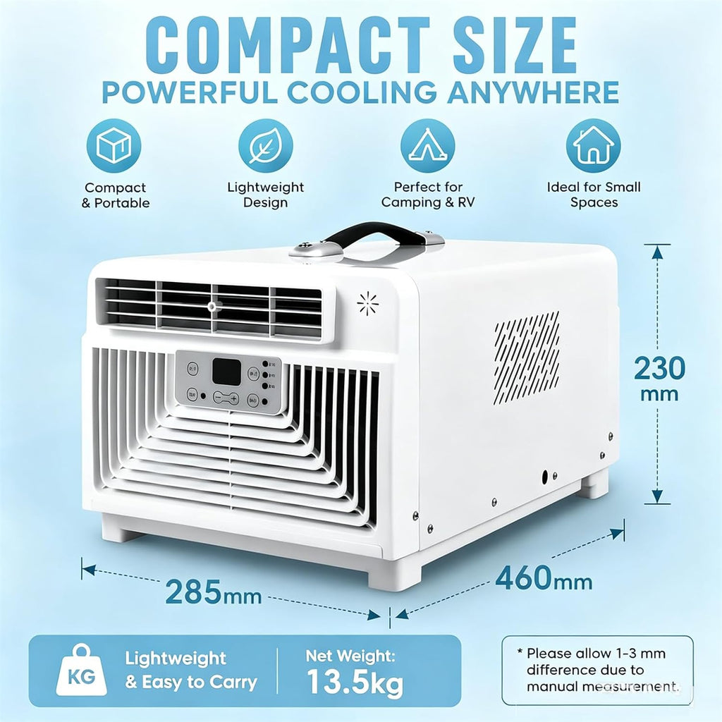  Climatiseur De Camping Portable 3400 BTU, Petit Climatiseur Silencieux 4 En 1 Avec Télécommande, Minuterie 1-12 H, Idéal Pour Tentes, Camping-Cars, Camions, Fourgonnettes, Caravanes Et Chambres