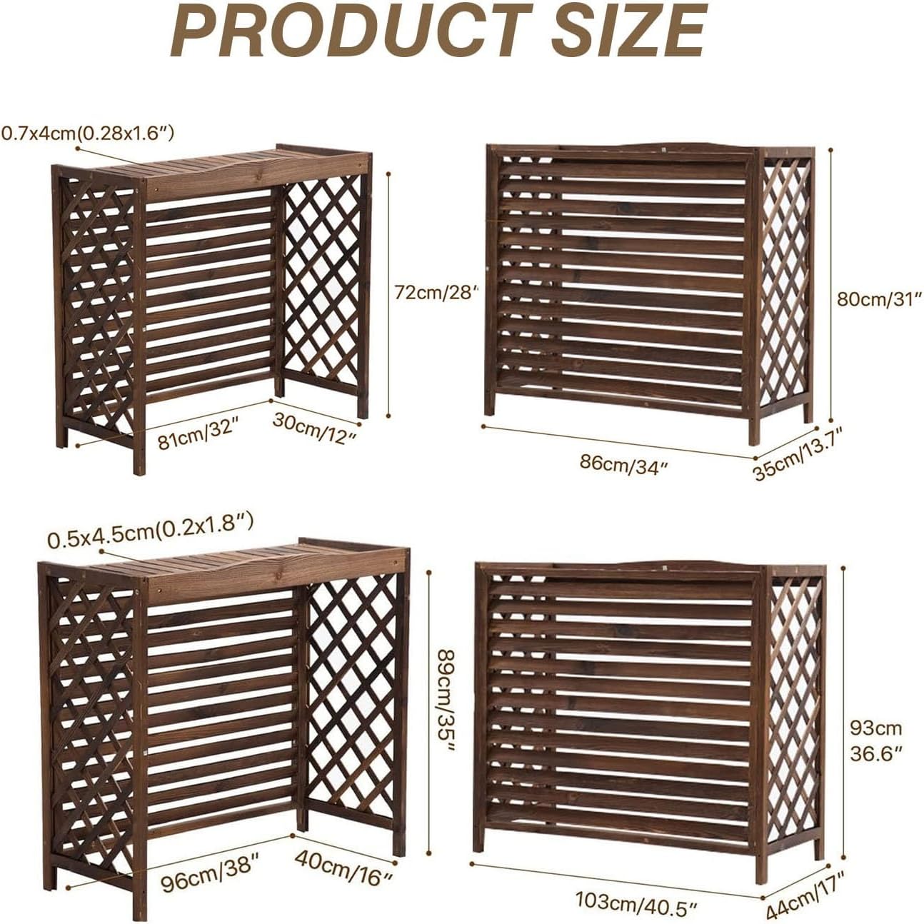  Housse De Protection En Bois Massif Pour Climatisation – Clôture Et Poubelle – Support De Présentation Pour Plantes De Jardin – Grille De Protection Pour Climatiseur Et Pompe à Chaleur – Solution