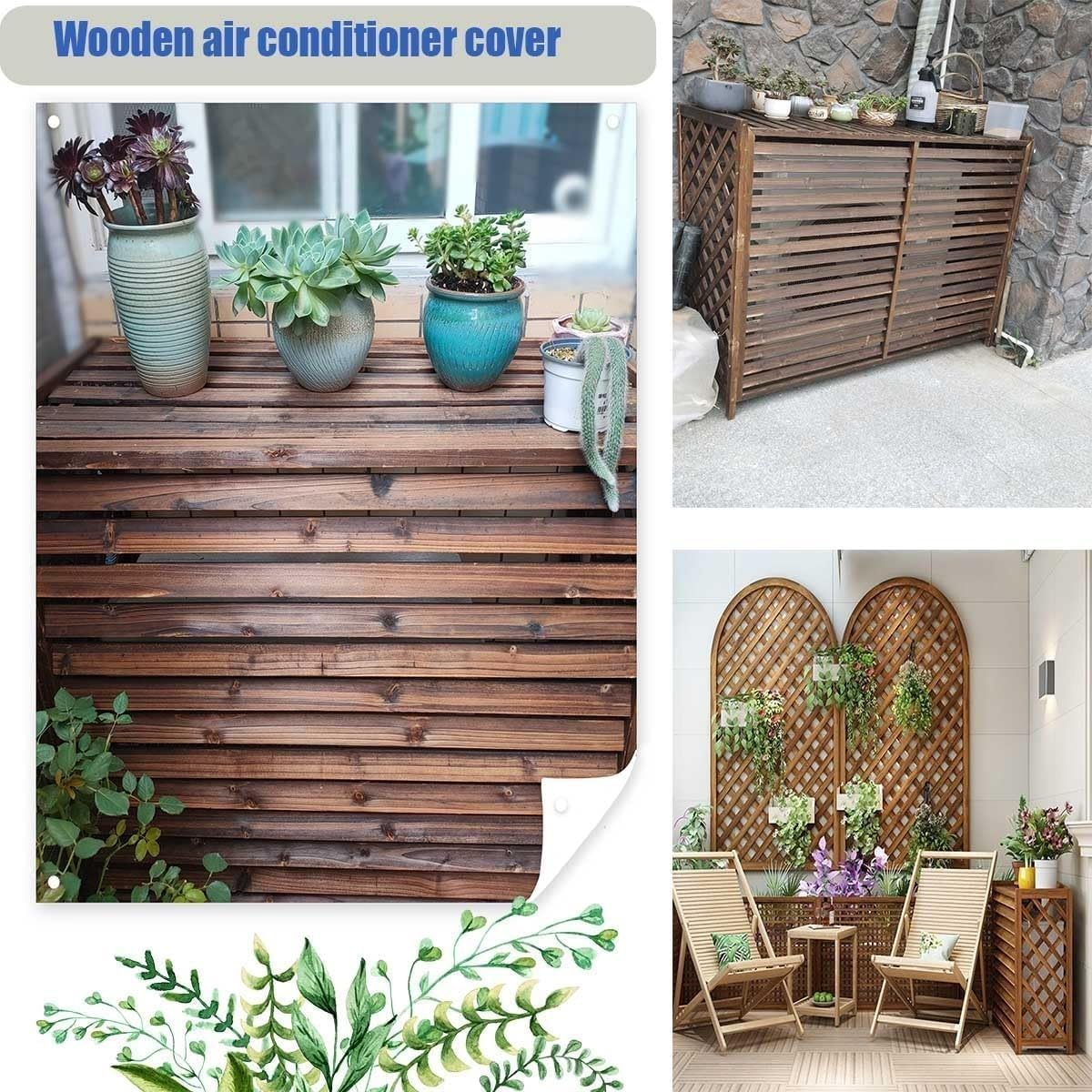 GENERIC Housse De Climatiseur En Bois Massif Et Support De Fleurs Noir Pour Climatiseur - Store élégant Pour Climatisation - Convient Aux Unités De 105 X 47 X 80 Cm - Solution De Décoration Intérieure
