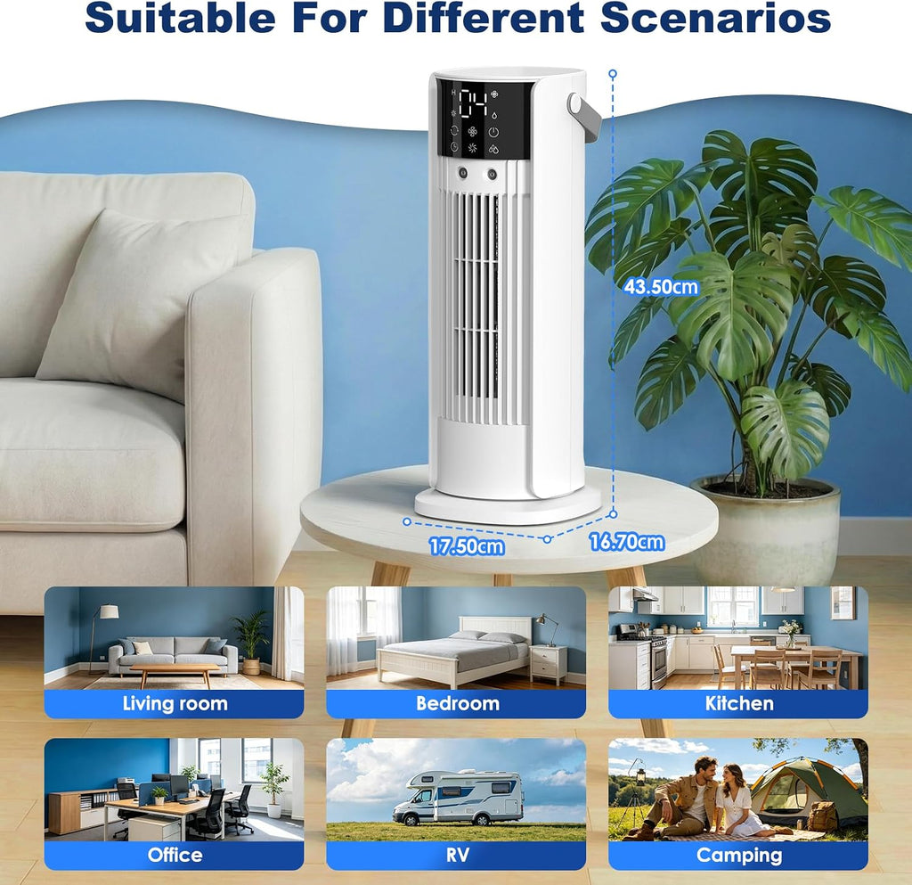  Climatiseur Mobile Silencieux 4 En 1 Ventilateur Rafraichisseur D'air Avec 4 Vitesses De Ventilation, 2 Modes De Pulvérisation, Oscillation à 90° Et Minuterie Pour Chambre Cuisine Bureau, Blanc
