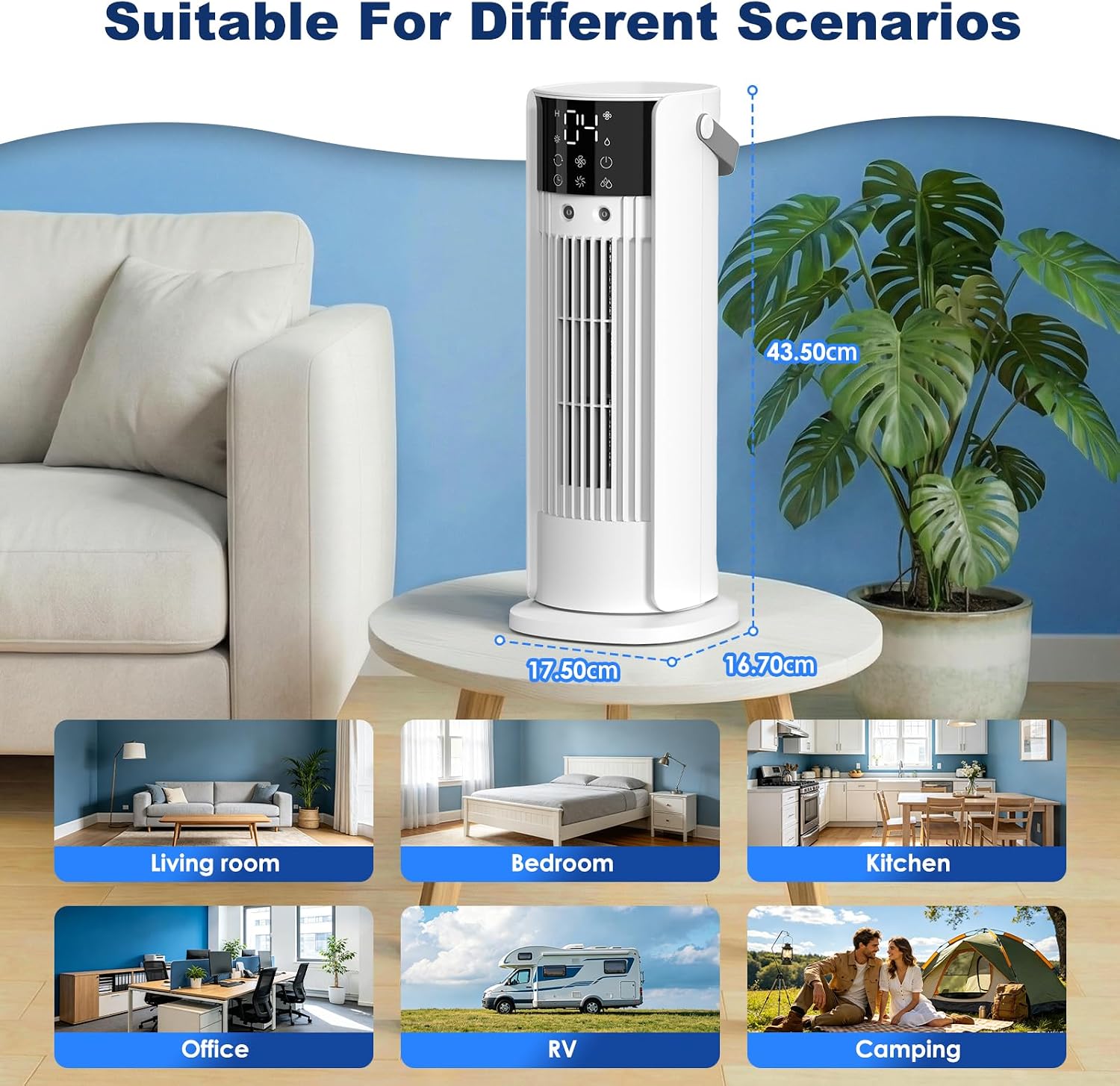  Climatiseur Mobile Silencieux 4 En 1 Ventilateur Rafraichisseur D'air Avec 4 Vitesses De Ventilation, 2 Modes De Pulvérisation, Oscillation à 90° Et Minuterie Pour Chambre Cuisine Bureau, Blanc