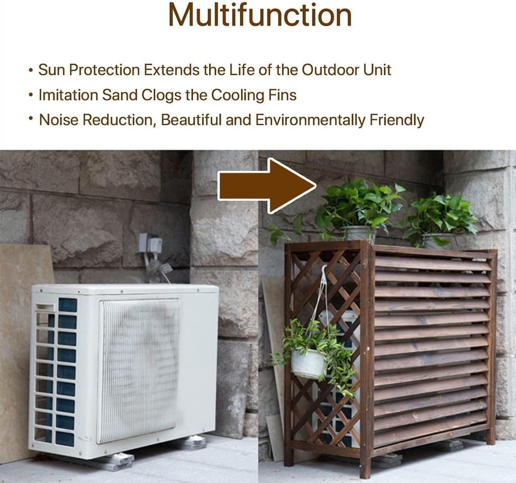  Housse De Protection En Bois Massif Pour Climatisation – Clôture Et Poubelle – Support De Présentation Pour Plantes De Jardin – Grille De Protection Pour Climatiseur Et Pompe à Chaleur – Solution