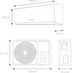  Cecotec Air Conditioning Split Airclima 9000 SmartFresh. 9000 BTU, Moteur DC, Pompe à Chaleur, Télécommande, écran LED, Système D'onduleur, 5 Modes, 8 Vitesses, Couverture De 16 M2