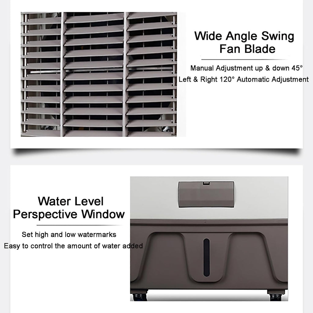 GENERIC Haut CFM Industriel évaporateur Refroidisseur 4500m3H Grand 50L Réservoir Mobile Climatiseur Ventilateur Avec Swing Réglable Et Cristaux De Glace Pour Le Refroidissement D'usine D'entrepôt