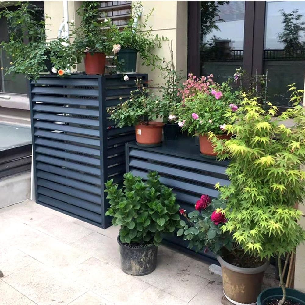 GENERIC Housse De Protection Décorative En Aluminium Pour Climatiseur - Résistante Aux Intempéries - Gris - Taille 110 - Idéale Pour La Maison Et La Terrasse
