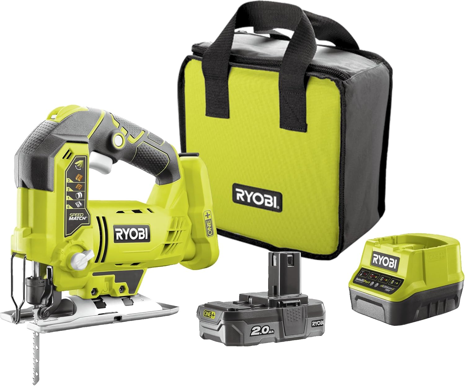  RYOBI - Scie Sauteuse 500W RJS750-G – Mouvement Pendulaire, Soufflerie Active, Changement Lame Sans Outil – Découpe Bois Et Métaux
