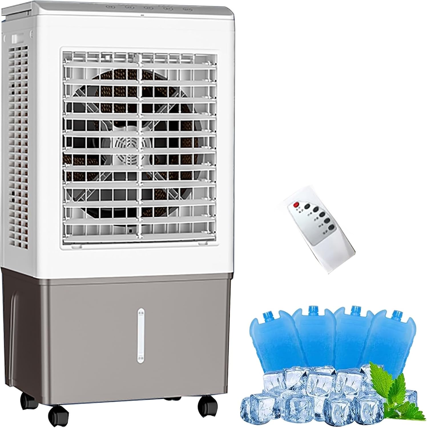 GENERIC Refroidisseur D'air évaporatif Portable, Réservoir De 50L Avec Télécommande, 3 Vitesses Et Minuterie, Ventilateur D'humidificateur Pour Garage Yard Office, Refroidissement Efficace à Faible Puissance