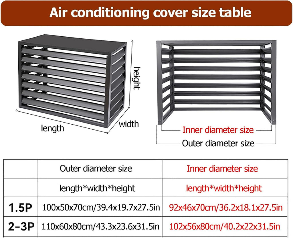 GENERIC Clôture D'intimité Pour Climatiseur Extérieur – Grilles De Protection En Aluminium Pour Climatisation Et Climatisation Résistantes Aux Intempéries