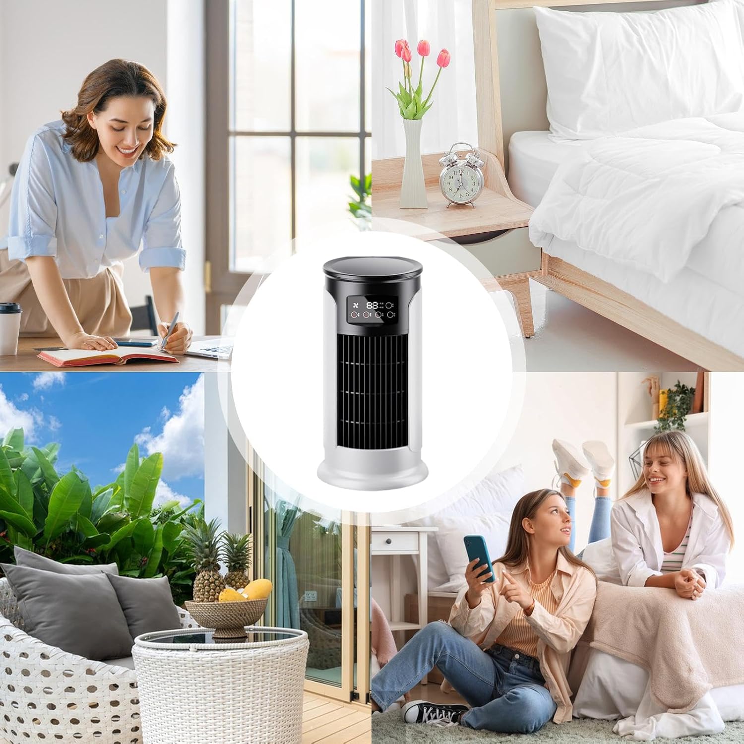  Ventilateur Climatiseur, Ventilateur Évaporatif USB De Bureau Rafraîchisseur D'Air, Ventilateur Personnel Évaporatif Silencieux USB Vitesses Réglables Pour Table Et Chevet