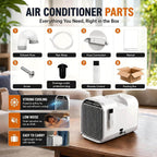  Climatiseur Mobile 5100 BTU 4-en-1 T1pro | Modes Froid, Sommeil, Déshumidification Et Ventilation, 3 Vitesses, Compresseur DC, 400W, Couvre 15㎡, Minuterie 12H, Tente