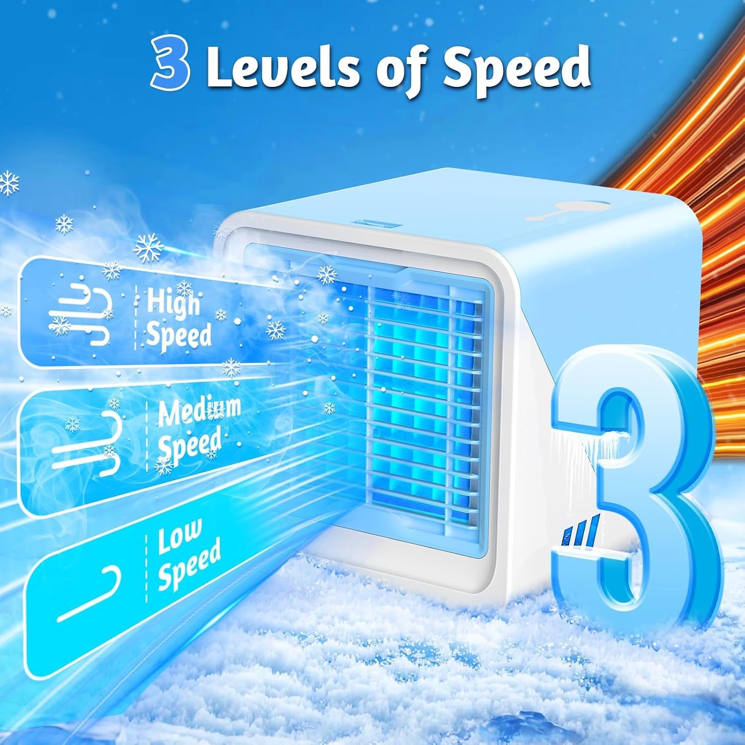  Ventilateur De Climatisation Avec 3 Vitesses, Filtre Et Humidificateur Remplaçables, Silencieux Et à Refroidissement Rapide, Ventilateurs De Refroidissement Portables Qui Soufflent De L'air Froid
